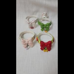 Ceramic Christmas Holiday Decorative Collar for Yankee Candle Jar 4 PC